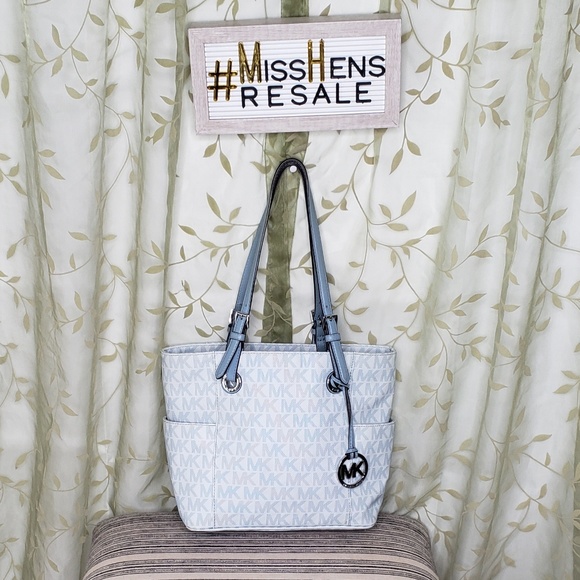 Michael Kors Handbags - MICHAEL KORS LIGHT BLUE JET SET MK SIG PRINT TOTE